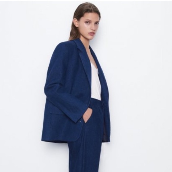 New Zara Oversize Denim Blazer Jacket - Picture 5 of 9